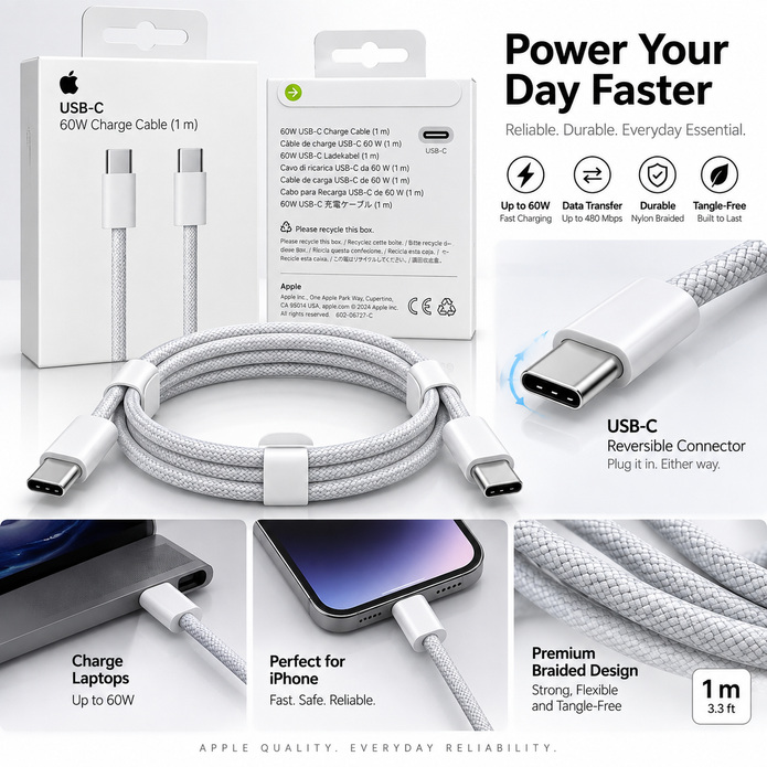 60W USB-C Charge Cable (1 m)