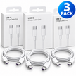 60W USB-C to USB-C Fast Charging Cable – 3 ft (Pack of 3)